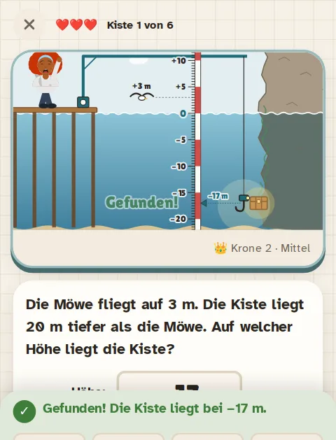 Bildschirmfoto aus Nullhafen: Die Antwort ist eine Höhe.