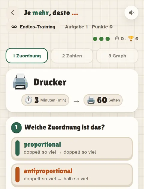 Bildschirmfoto aus Proportionien: Erst erkennen, dann rechnen.
